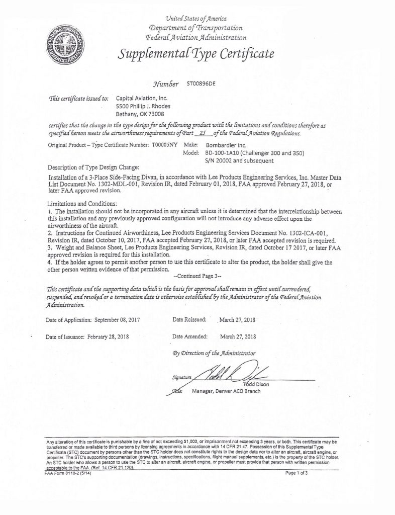 Supplemental Type Certificates – Capital Aviation